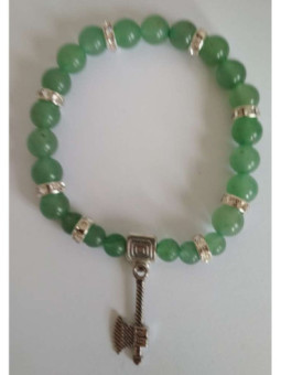 Pulsera Mineral Cuarzo Verde con Hacha Celta
