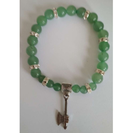 Pulsera Mineral Cuarzo Verde con Hacha Celta