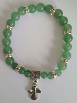 Pulsera Mineral Cuarzo Verde con Ángel