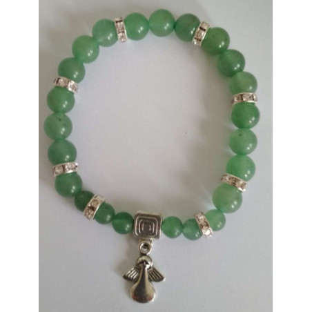 Pulsera Mineral Cuarzo Verde con Ángel