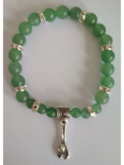 Pulsera Mineral Cuarzo Verde con Llave del Trabajo