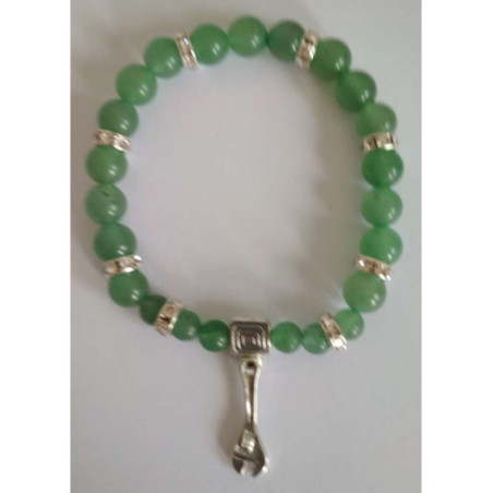 Pulsera Mineral Cuarzo Verde con Llave del Trabajo