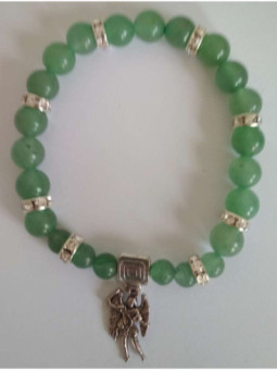 Pulsera Mineral Cuarzo Verde con San Miguel, Defensa y Protección