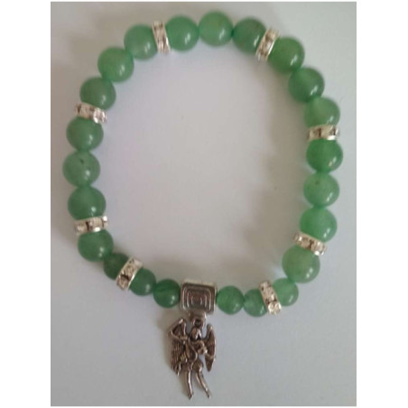 Pulsera Mineral Cuarzo Verde con San Miguel, Defensa y Protección