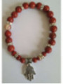 Pulsera Mineral Jaspe Rojo con Mano de Fatima, Protección