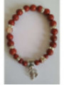 Pulsera Mineral Jaspe Rojo con Trébol de la Suerte