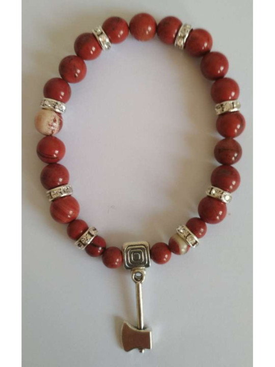Pulsera Mineral Jaspe Rojo con Hacha Atrae Clientes