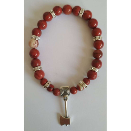 Pulsera Mineral Jaspe Rojo con Hacha Atrae Clientes