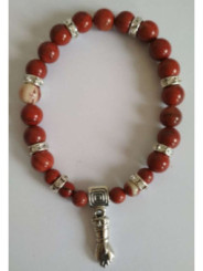 Pulsera Mineral Jaspe Rojo con Puño Figa, defensa y Protección