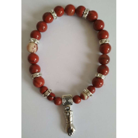 Pulsera Mineral Jaspe Rojo con Puño Figa, defensa y Protección