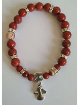 Pulsera Mineral Jaspe Rojo con Ángel
