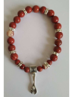 Pulsera Mineral Jaspe Rojo con Llave del Trabajo