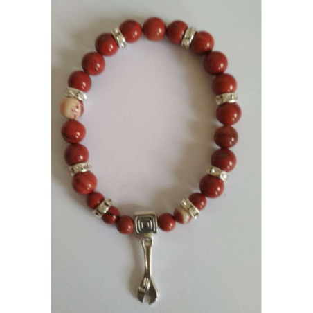 Pulsera Mineral Jaspe Rojo con Llave del Trabajo