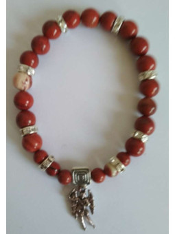 Pulsera Mineral Jaspe Rojo con San Miguel, Defensa y Protección
