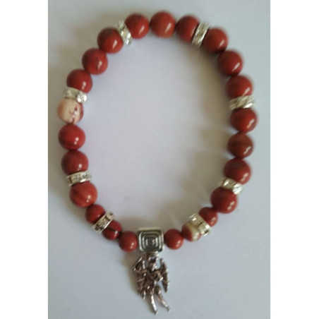 Pulsera Mineral Jaspe Rojo con San Miguel, Defensa y Protección