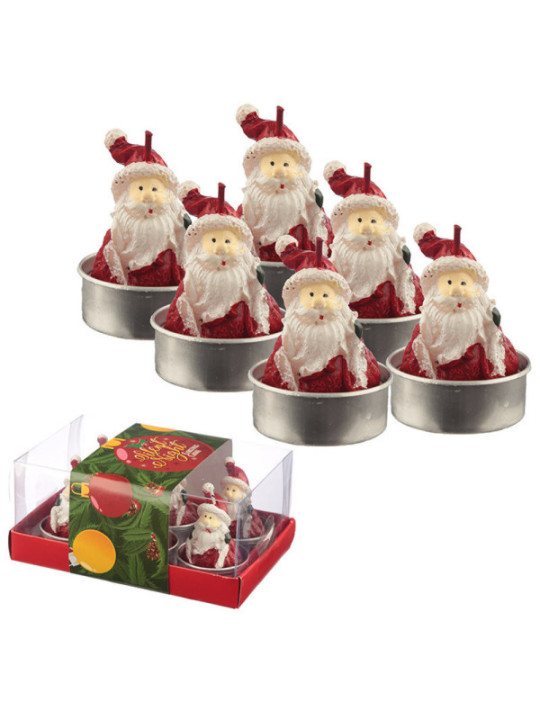 Set de 6 Velas de Té de Papá Noel