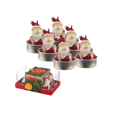 Set de 6 Velas de Té de Papá Noel