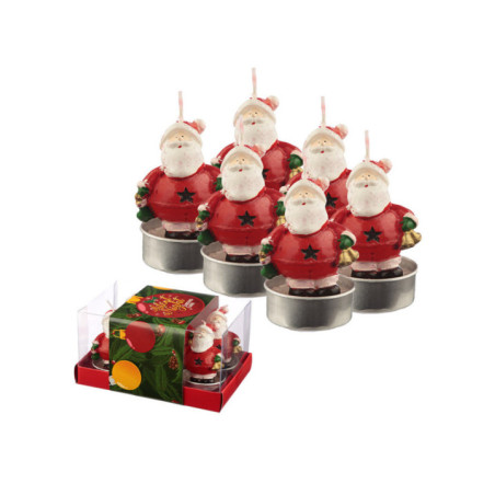 Set de 6 Velas de Té  Papá Noel con Campana