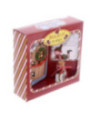 Figura Navideña Puerta color Madera y Tarro de los Deseos. 10,5 cm alto x 7 cm ancho