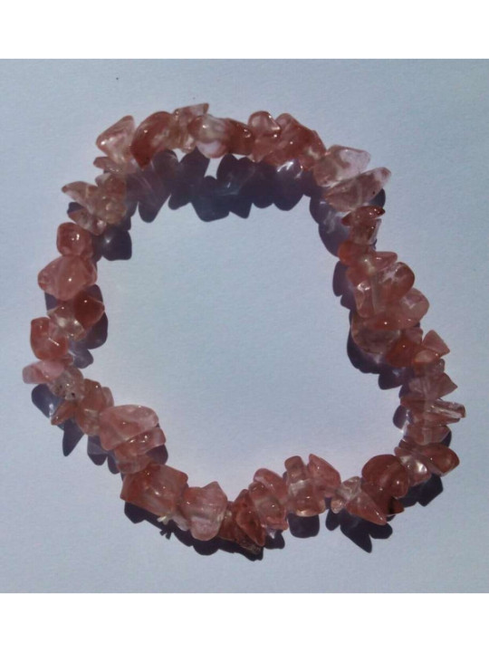 Promoción Pack de 10 Unidades Pulsera Chip Mineral Cuarzo Rosa