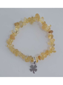 Pulsera Chip Citrino con Trébol de la Suerte