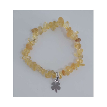 Pulsera Chip Citrino con Trébol de la Suerte