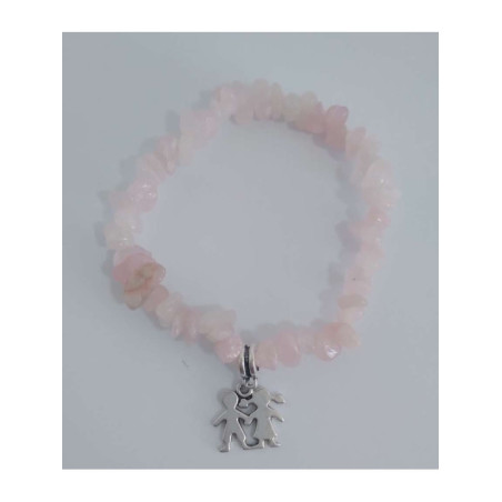 Pulsera Chip Cuarzo rosa Con Parejita, Potenciar el Amor