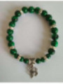 Pulsera Mineral Malaquita con Trébol de la Suerte