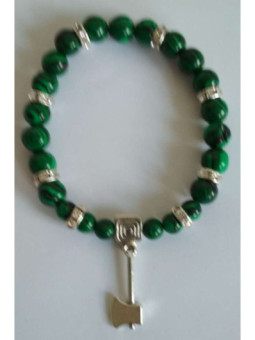 Pulsera Mineral Malaquita con Hacha Atrae Clientes