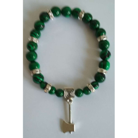 Pulsera Mineral Malaquita con Hacha Atrae Clientes