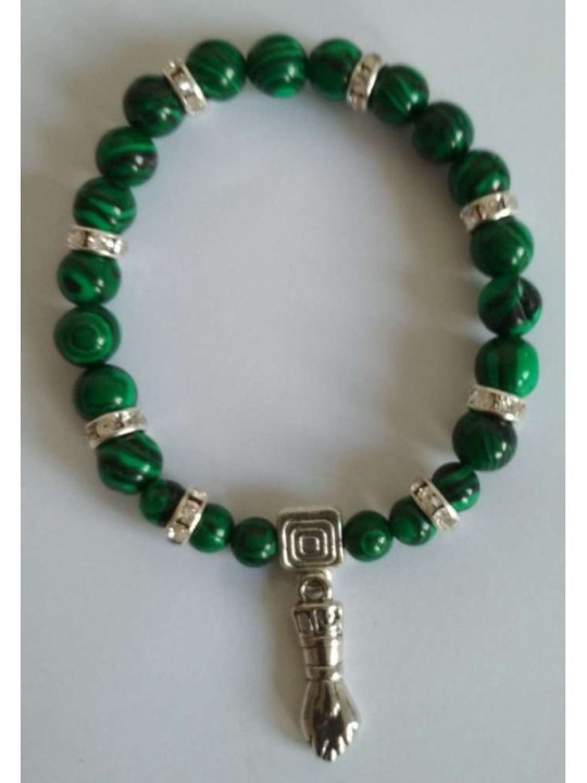 Pulsera Mineral Malaquita con Puño Figa, Protección