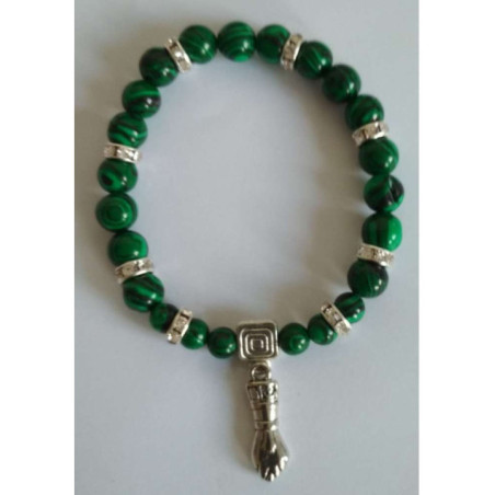 Pulsera Mineral Malaquita con Puño Figa, Protección