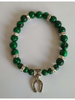 Pulsera Mineral Malaquita con Herradura de la Suerte