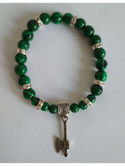 Pulsera Mineral Malaquita con Hacha Celta