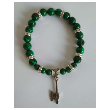 Pulsera Mineral Malaquita con Hacha Celta