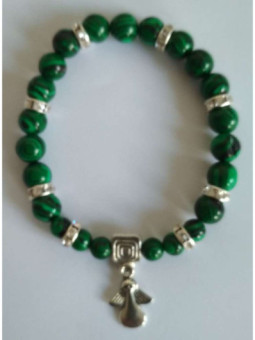 Pulsera Mineral Malaquita con Ángel