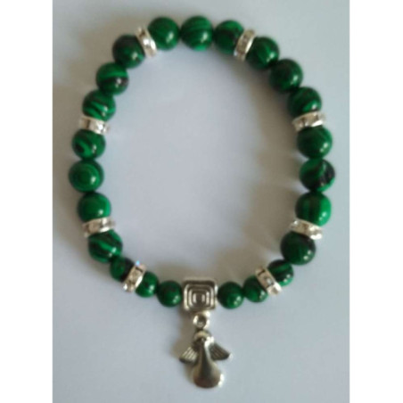 Pulsera Mineral Malaquita con Ángel