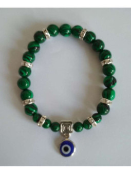 Pulsera Mineral Malaquita Ojo Turco, Contra Envidias