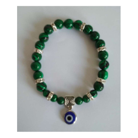 Pulsera Mineral Malaquita Ojo Turco, Contra Envidias