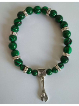 Pulsera Mineral Malaquita con Llave del Trabajo