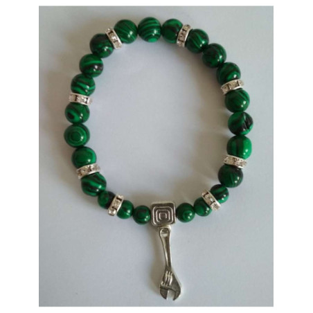 Pulsera Mineral Malaquita con Llave del Trabajo