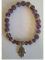Pulsera Mineral Amatista con Mano de Fatima