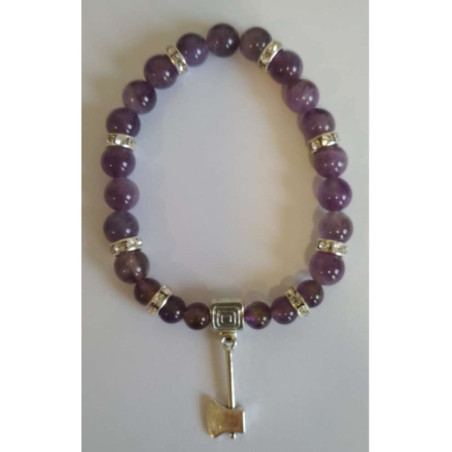 Pulsera Mineral Amatista con Hacha Atrae Clientes
