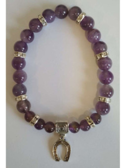 Pulsera Mineral Amatista con Herradura de la Suerte