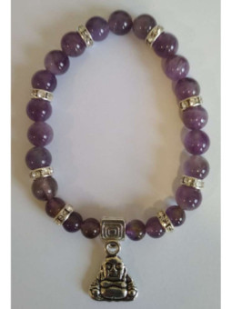 Pulsera Mineral Amatista con Buda de los Deseos