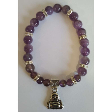 Pulsera Mineral Amatista con Buda de los Deseos