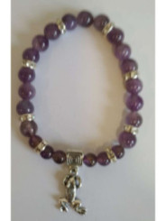 Pulsera Mineral Amatista con Rana de la Suerte