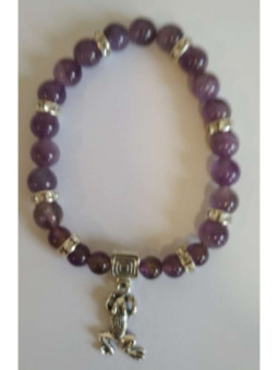 Pulsera Mineral Amatista con Rana de la Suerte