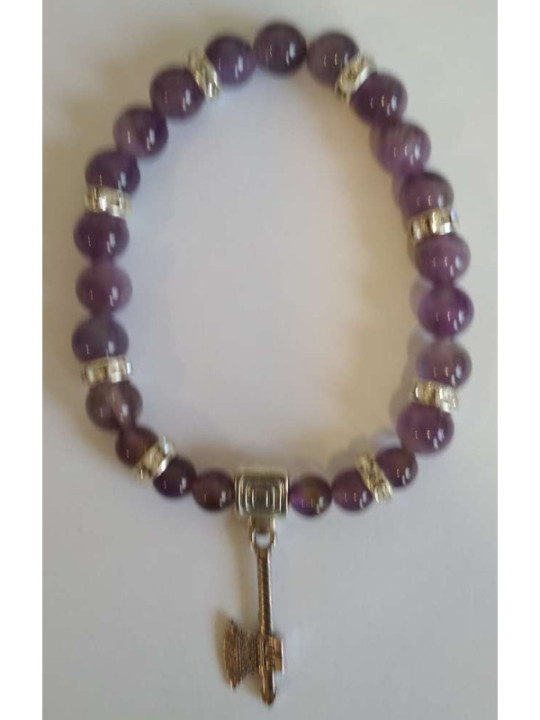 Pulsera Mineral Amatista con Hacha Celta