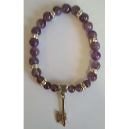 Pulsera Mineral Amatista con Hacha Celta